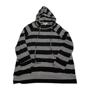 La vie 89 Relax Sweater Hoodie 1X Plus Size Black Gray Soft Lightweight Pocket